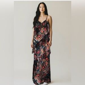 NWT Foxiedox Black and Red Floral Maxi Dress